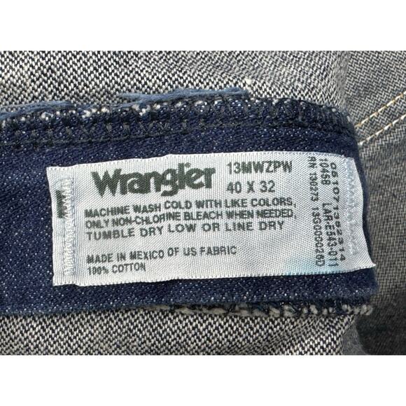 Wrangler 13MWZPW Men's Regular Fit Straight Leg Blue Denim Jeans - Size 40x32 - Picture 6 of 6